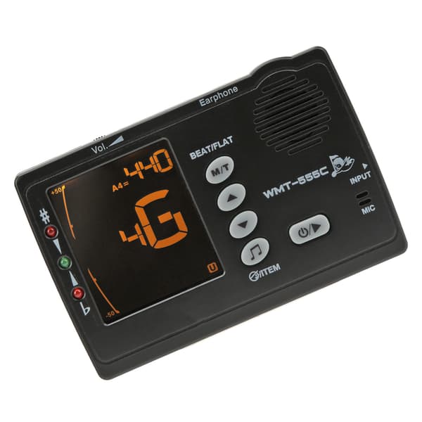 Multifunktionel Metronom Tuner med Menneskelig Stemme Beat Count til Guitar Violin Ukulele Sort