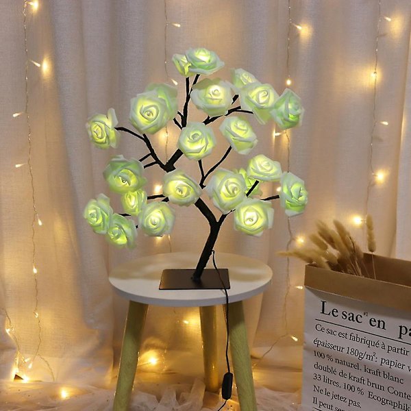 Led bordlampe Rose Flower Tree Usb Nattlys Julepynt Gave Til Barnerom Rose Blomsterbelysning Hjemmedekorasjon 24Leds blue