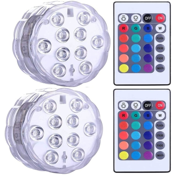 Vattentäta nedsänkbara LED-lampor för jacuzzi, spa, pool, undervattensled-lampor med 2 fjärrkontroller 1