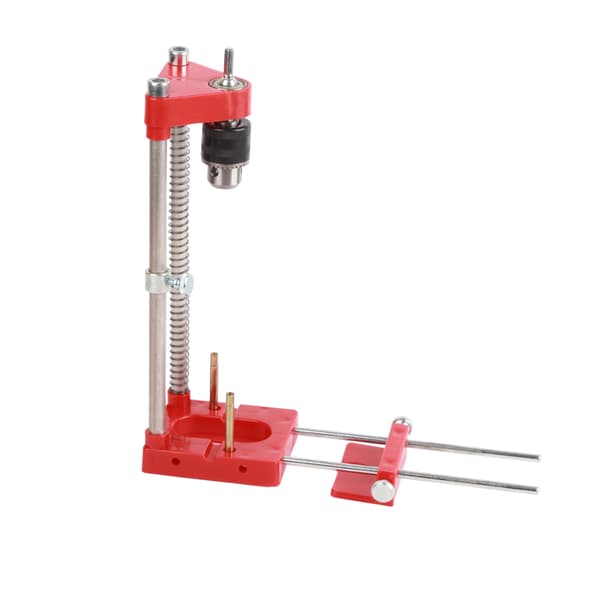 Justérbar boreguide for trearbeid, boremal, hullslagsplassering, snekker, plastbase, rød