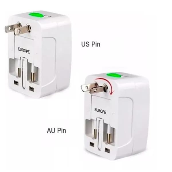 2 st. global reseadapterladdare 100 240V 1300W ABS-hölje
