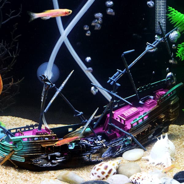 Akvarium Dekorasjon Sunket Plastbåt Skipsvrak Landskaps Ornament