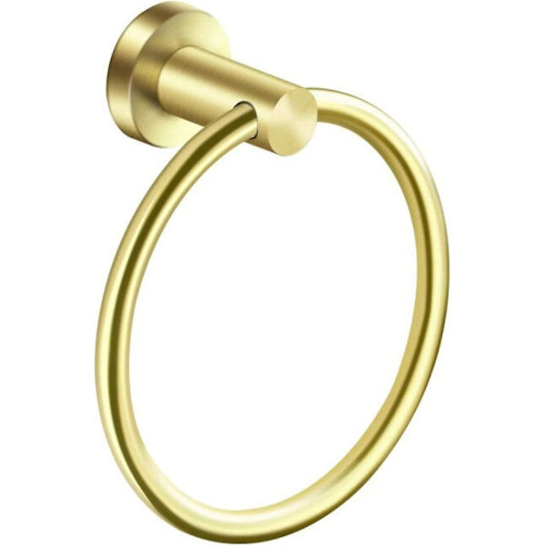Sort håndklædering Håndklædeholder til badeværelse Håndklædeholdere Vægmontering Badeværelses hardware Enkel rund håndklædeophæng 304 rustfrit stål Brushed Gold