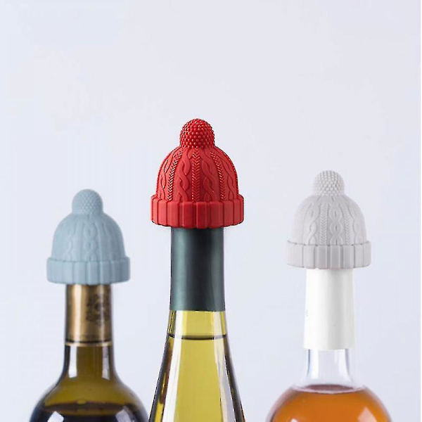 3 Pack Silikone Propper Beanies Dekorative Propper Erstatning Propper Til Vin Drikke
