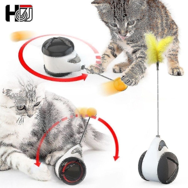 Hhcx tumbler Swing leker for katter Kattunge Interactive Balance Bil Katt jager leke med kattemynte (gul)