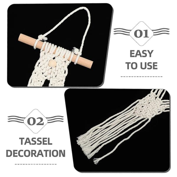 【BQ】Beige Macrame Hat Hanger for Wall Use Cotton Rope Organizer