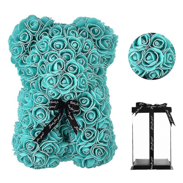 Tee itse 25 cm Nalle ruusukarhu tekokukka karhuruusu ystävänpäivä tyttöystävälle naiselle vaimo äitienpäivä joululahjat laatikon kanssa tiffany blue