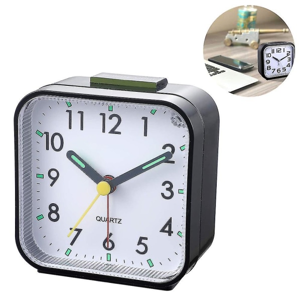 Tyst analog väckarklocka tickar inte, försiktigt vakna, pipljud, ökande volym, batteridriven snooze- och ljusfunktioner, enkel set