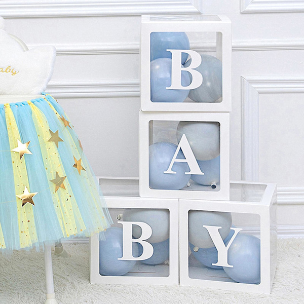 Ballonkasse Udsøgt festdekoration til babyshower A-z Letter Karton terning Klar æske til ægteskab C