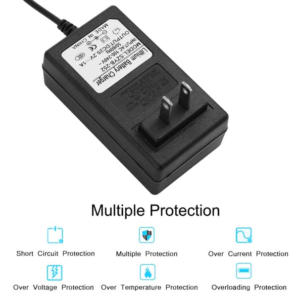 Universal 25,2V 1A Batterilader Strømadapter - Amerikansk Stikkontakt