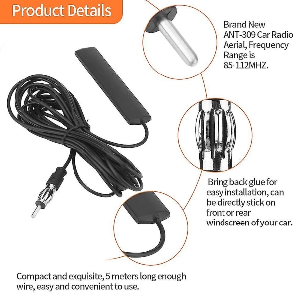 Bilradioantenne, Universal bilantenne Fm Am Antenneforsterker Ant-309 bilantennepatch Radioantenne