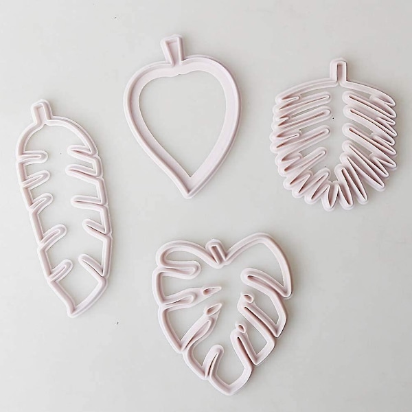 4 Stk Cookie Cutters, Tropical Leaf Cookie Leaf til dekorativt bageværktøj