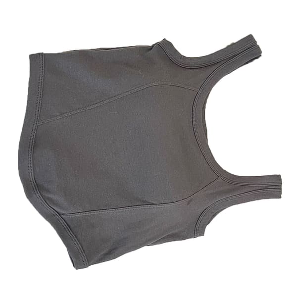 Kvinders Ærmeløs Basic Tanktop Polstret Ren Farve Åndbar Bomuld Casual Ærmeløs Basic Top Mørkegrå Fri Størrelse