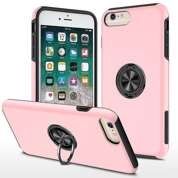 Magneettirengas Kickstand Iskunkestävä phone case Iphone 6 Plus -puhelimelle (musta) Rose Gold