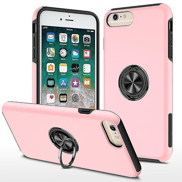 Magnetisk ring Kickstand Stötsäkert phone case för Iphone 6 Plus (svart) Rose Gold