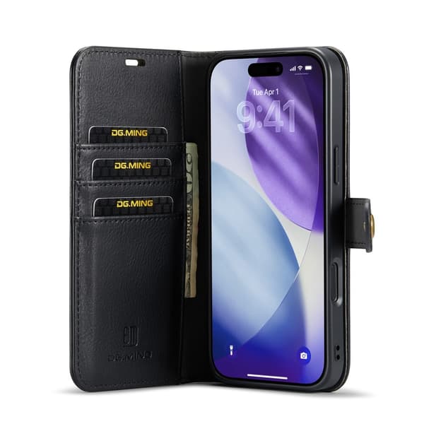 【BQ】DG MING iPhone 17 Pro Max 2-i-1 Magnetisk Pung Etui - Sort Svart black