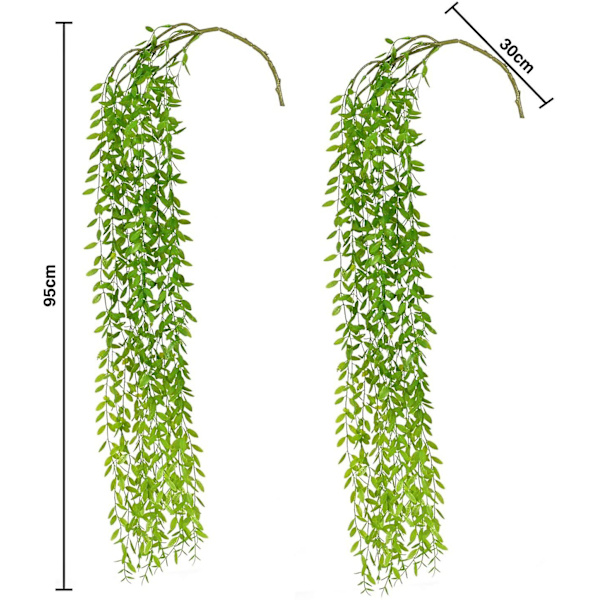 2kpl Keinotekoinen riippukasvi, 95cm Keinotekoiset kasvit Ivy Willow Leaves Muovikasvit-b