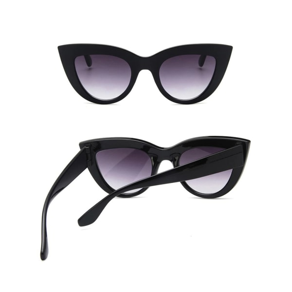 Merkedesigner Vintage Cateye Black Solbriller Kvinne Dame UV400 Oculos-Sort
