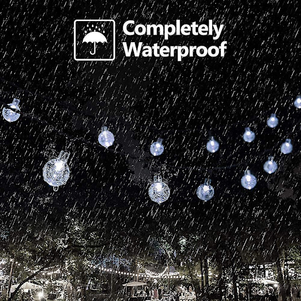 5/6,5/9,5 m Crystal Ball Solar String Lights, 20/30/50 Led Solar Patio String Lights, 8 lägen Utomhus Solar Lights Vattentät för uteplats Trädgård ons white 5m