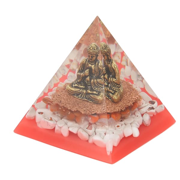 Krystal Pyramide Buddha Epoxy Energi Sten Håndværk Hjemmekontor Skrivebordsindretning