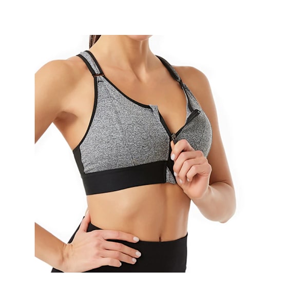 Polyester Front Stängning Tränings-BH Dam Underkläder - Grå Variant Storlek Värde XL