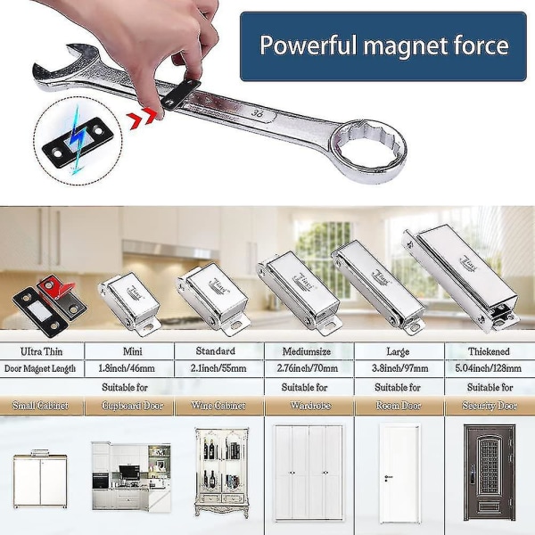 8 kpl Ultraohuet näkymätön magneettinen oven tulppa, vetolaatikon magneettisalpa