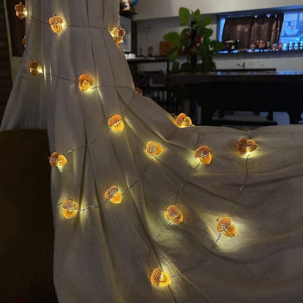 3d Twinkle Ekollon Höstdekorationer Skörd String Lights För