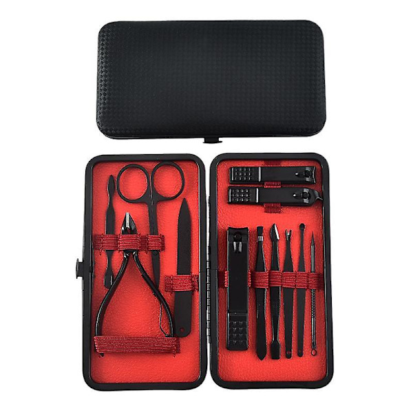 Nagelklippare i rostfritt stål Nagelklippare Set Svart 18 delar Skönhetstång Nagelverktyg Present black set of 12