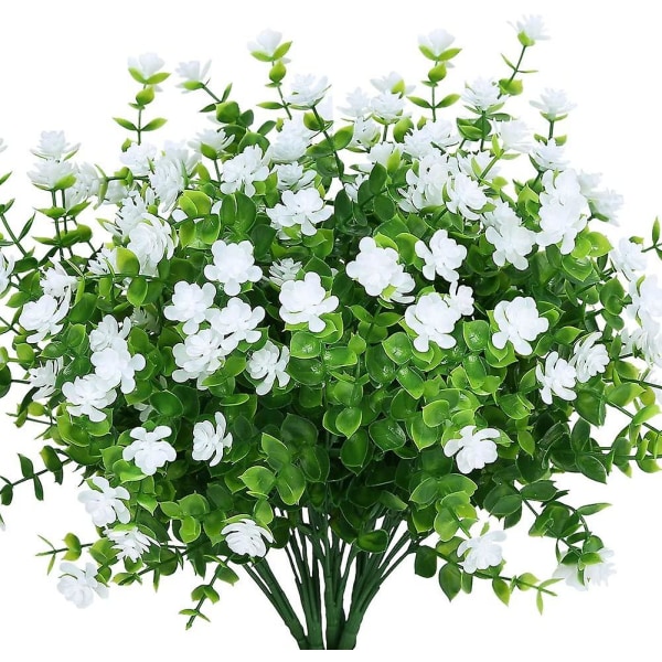 Kunstige falske blomster udendørs, falske plastik grønt bryllup bondegårdsindretning 8 stk rød lotus white