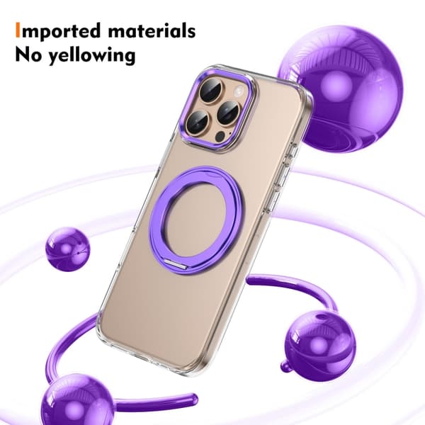 【BQ】iPhone 16 Pro Iskold Roterende Ringholder PC MagSafe Cover Purpur