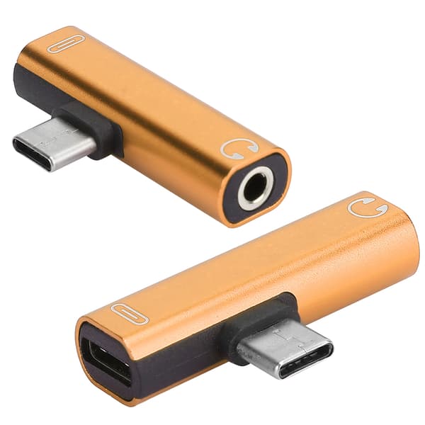 2-pak Type-C til 3,5 mm lydkabeladapter med lading