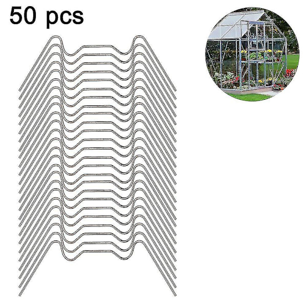50 stk. Rustfri stålglasclips, W Type drivhusclips, til drivhus