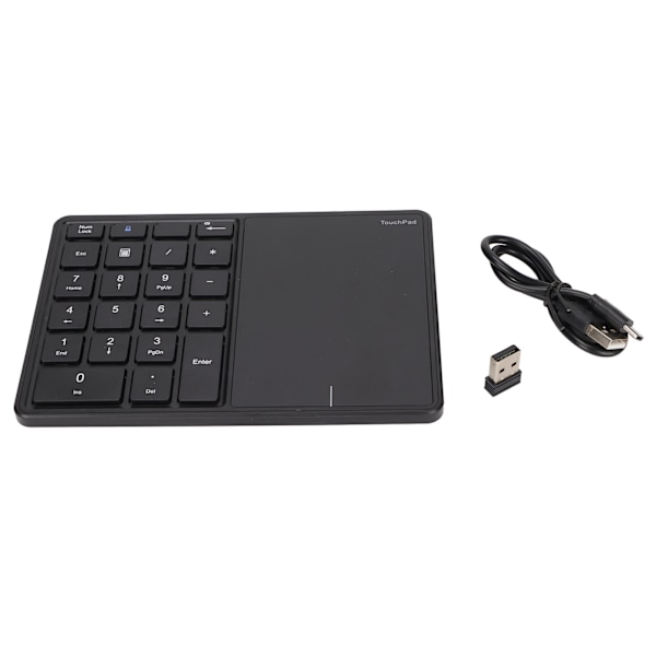 Trådløst numerisk tastatur med 22 taster med touchpad, Dual Mode 2.4G-forbindelse, Type C-interface, til bærbare computere - Sort