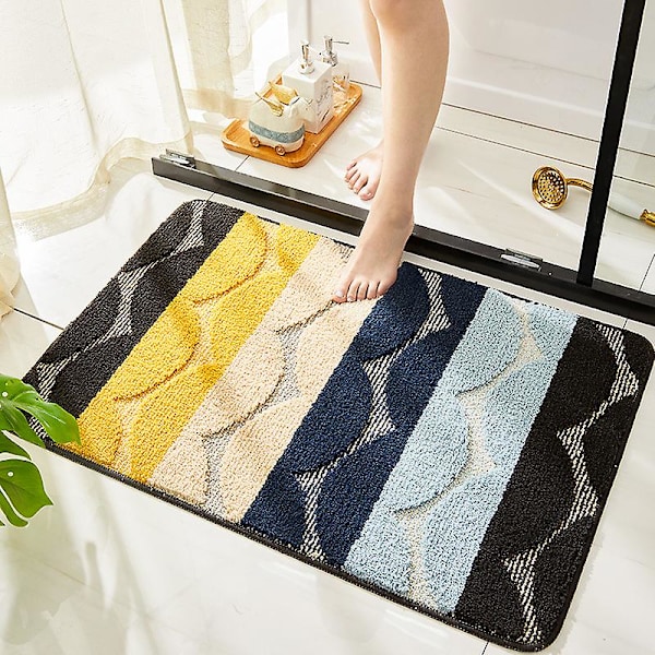 Skandinavisk halkfri badrumsabsorberande mattfilt Black and blue 40*60cm