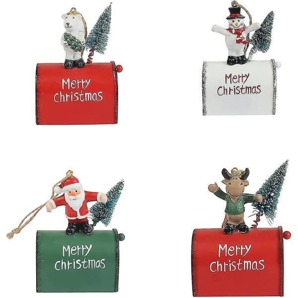 Dekorativ brevlåda för jul med jultomten, snögubbe och renar