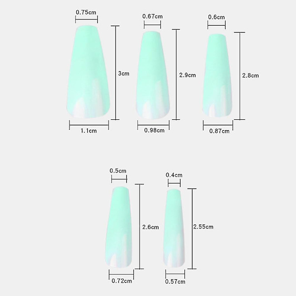 100 stykker kunstige akryl negle til diy negledesign salon kvinder piger Pearl Blue