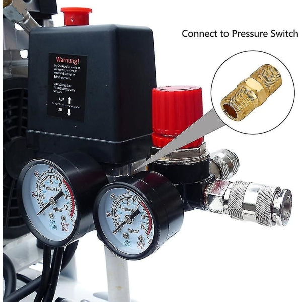 Lufttryksregulator trevejsventil 175psi 12bar 1/4 tomme lufttryksmålerregulator til kompressor (ny 3-vejsventil)