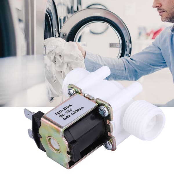 G1/2 NC Elektrisk Magnetventil i Plast Normalt Stängd Vatteninloppsventil DC24V
