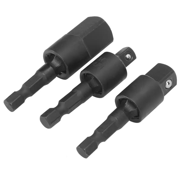 3-pack Power Drill Socket Set Metallisk Hex-skaft Impact Driver Adapter 360 Grader Roterbar Svart