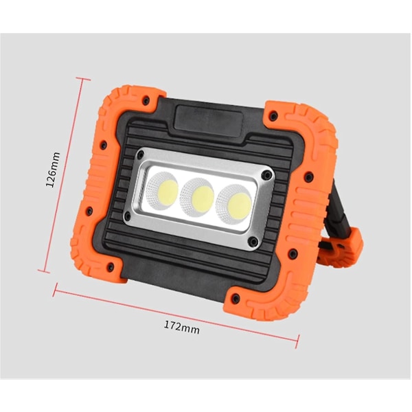 Cob bærbar projektør Genopladelig Led Arbejdslys Udendørs Vandtæt Spotlight Orange