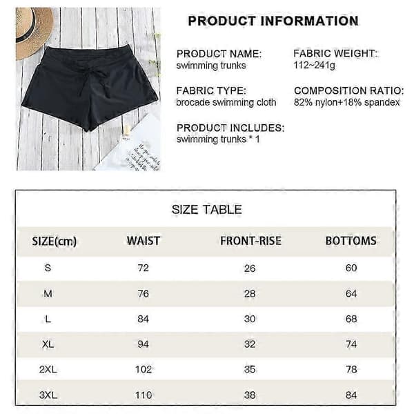 Dame badebukser strand boardshorts, sommerstrandbadebukser for kvinner black M