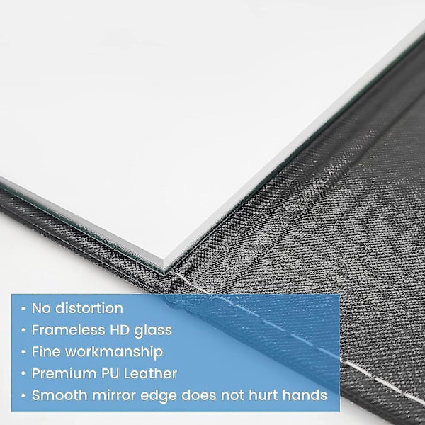 21x15 cm Bärbar hopfällbar spegel, Ultra Hd, Svart Pu Läder Resespegel, Fristående sminkspegel, Skrivbordshopfällbar spegel white