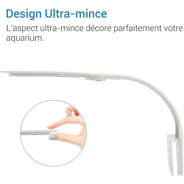 Ultralille LED-lampe til små akvarier, mini-akvarieclips, med 24 hvide og blå lysdioder, til 30-40 cm akvarier, 10w (hvid)
