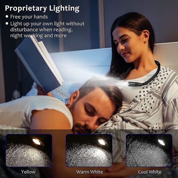 Genopladeligt LED-læselys til læsning i sengen, holder dine arme fri