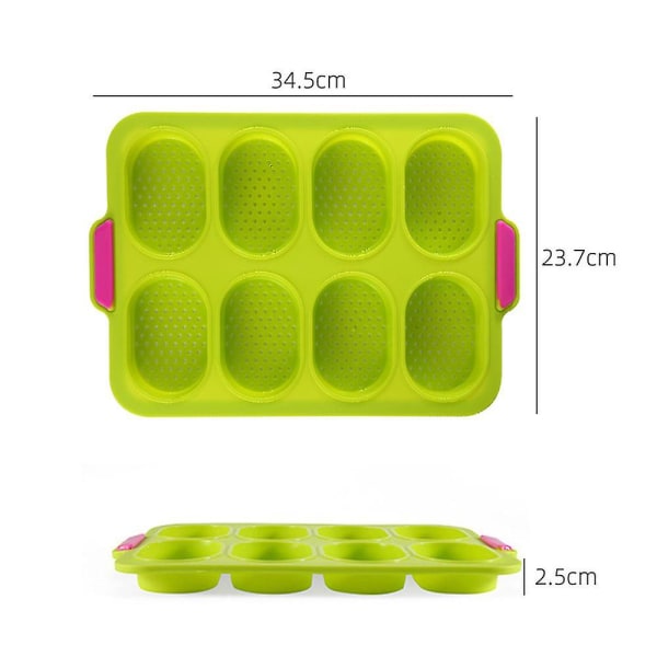 Mini Baguette Brød Baking Silikon Form Skuff Brød Non Stick Perforert Pan Form Green