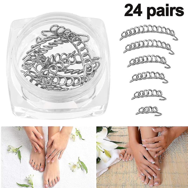 Inåtväxta tånaglar Korrigering Wire Fot Pedikyr Tool 24 par