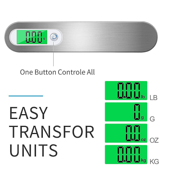 Elektronik Digital resevåg för hängande bagage, hög precision bärbar lätt handhållen resväska våg 110 Lb/ 50 kg