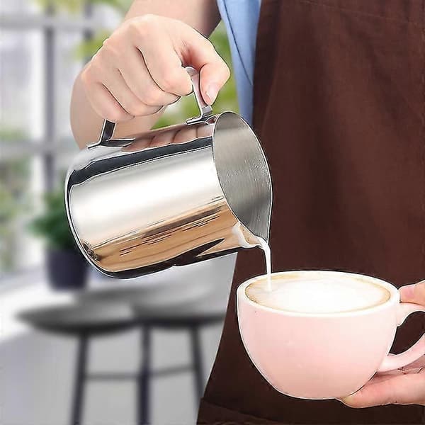 Mælkeskummer i rustfrit stål, 350/600/1000ml kaffekop kande latte espresso cappucci - KC 1000ml