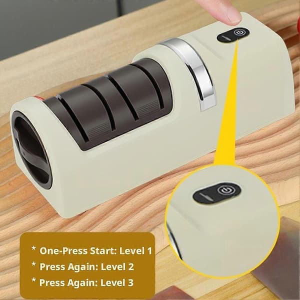 【BQ】USB elektrisk knivsliper, multifunksjonell automatisk husholdningssliper - hvit white