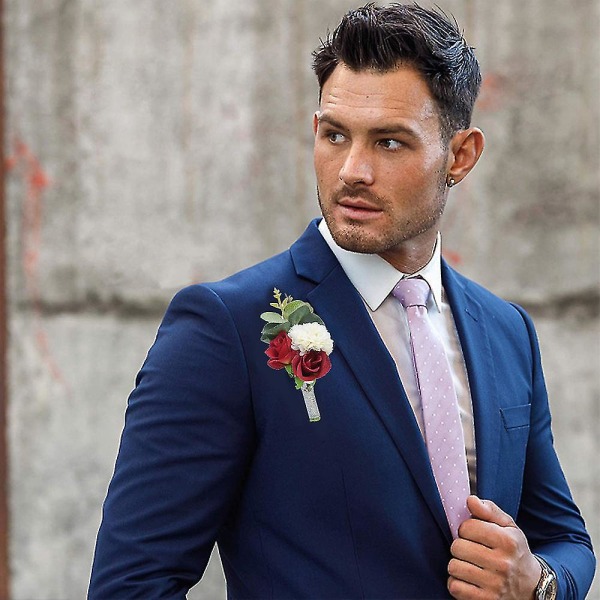 Konstgjord Rose Boutonniere & Corsage Set Rose Silk Flower För Bröllop